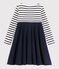 Kinderkleid aus Baumwolle für Mädchen weiss MARSHMALLOW/blau SMOKING