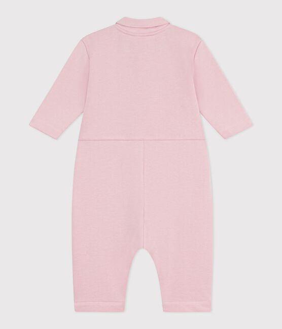 Langer Baby-Overall aus einfarbiger Baumwolle im Tankwart-Stil rosa JOLI