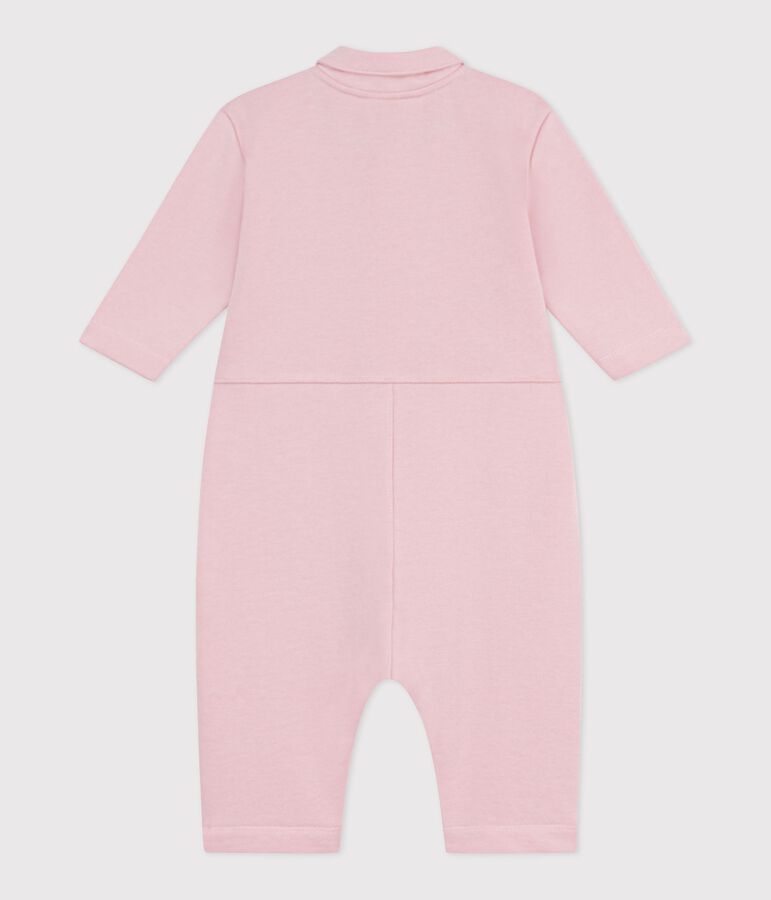 Langer Baby-Overall aus einfarbiger Baumwolle im Tankwart-Stil rosa