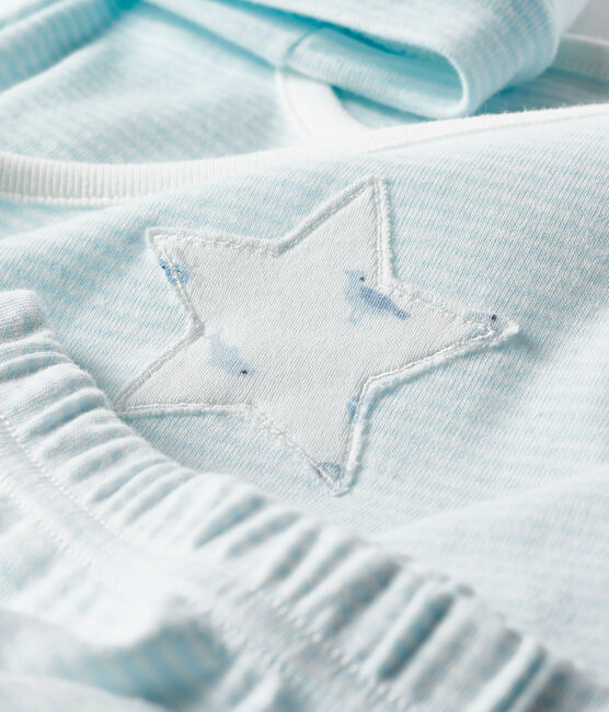 Dreiteiliges Baby-Geschenkset aus Rippstrick grün AMANDIER/weiss MARSHMALLOW