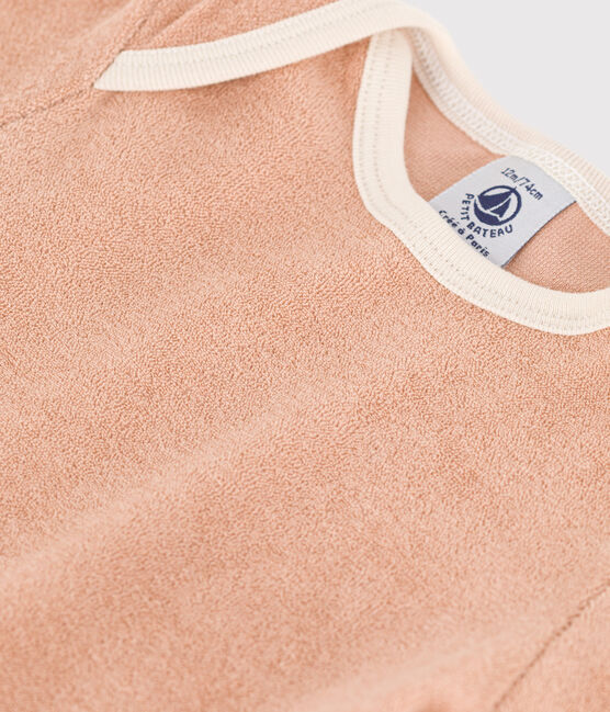 Kurzärmeliges Baby-T-Shirt aus Frottee beige VINTAGE