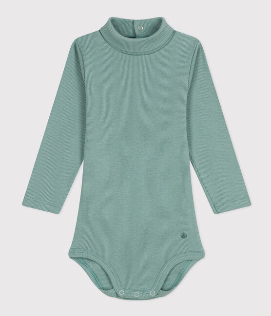 Langärmeliger Baby-Body aus Baumwolle mit Rollkragen grün PAUL