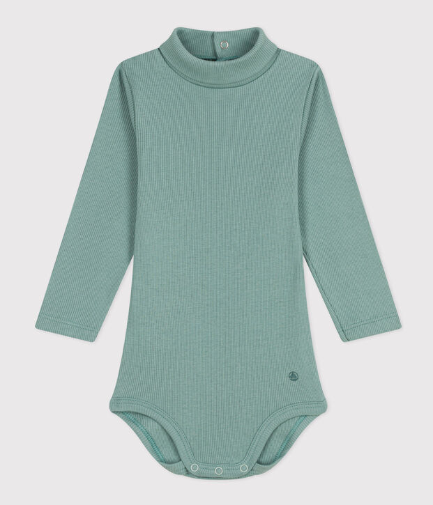 Lang&auml;rmeliger Baby-Body aus Baumwolle mit Rollkragen gr&uuml;n