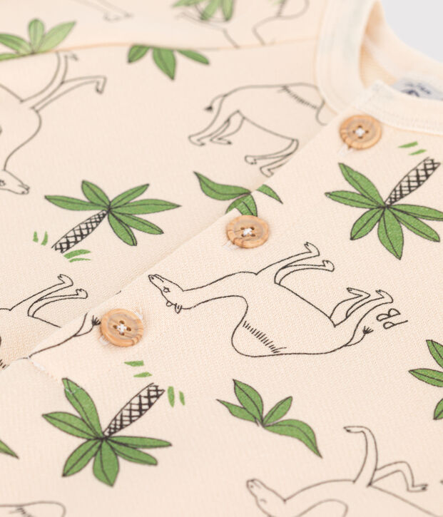 Baby-Kurzoverall aus bedrucktem Molton naturfarben/vielfarbig