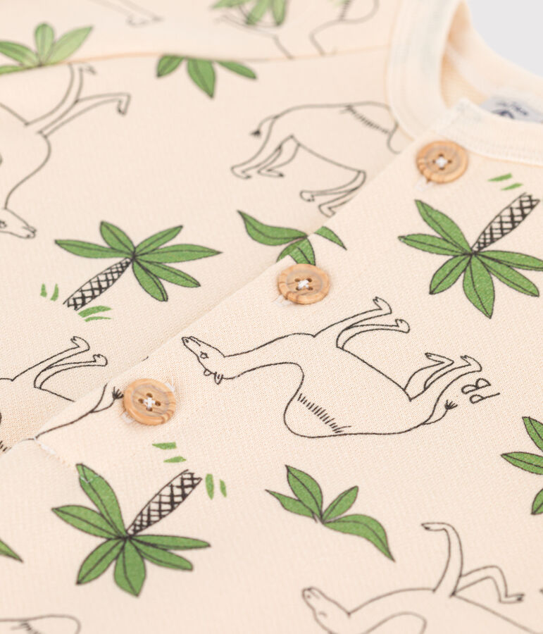 Baby-Kurzoverall aus bedrucktem Molton naturfarben/vielfarbig