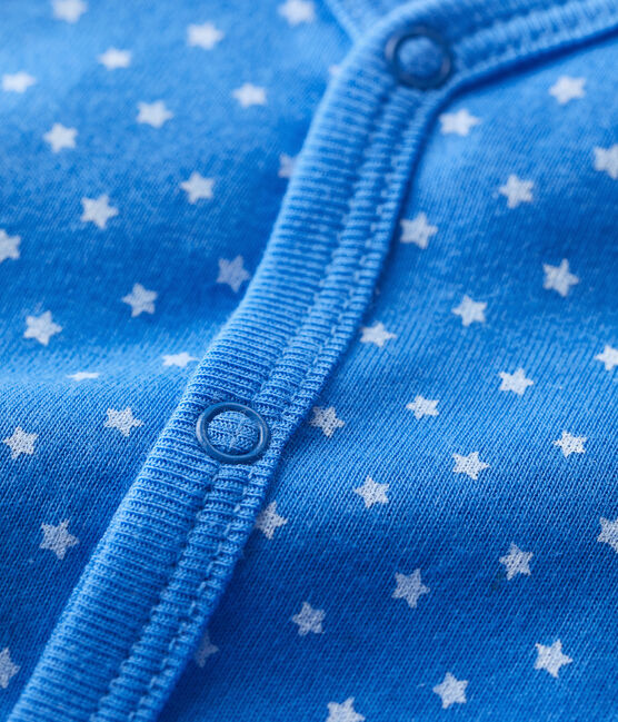 Kurzer Baby-Einteiler aus Bio-Baumwolle mit Pünktchenmuster blau BRASIER/grau MARSHMALLOW