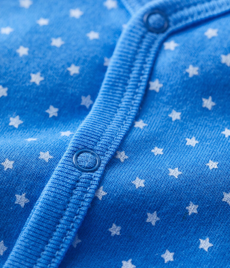 Kurzer Baby-Einteiler aus Bio-Baumwolle mit P&uuml;nktchenmuster blau/weiss