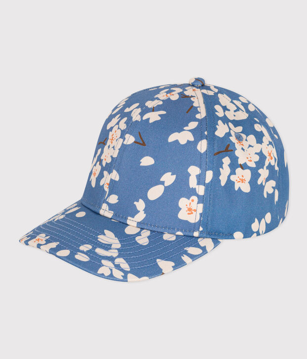 Schirmm&uuml;tze aus Popeline mit Blumenmuster Kinder/M&auml;dchen blau/vielfarbig