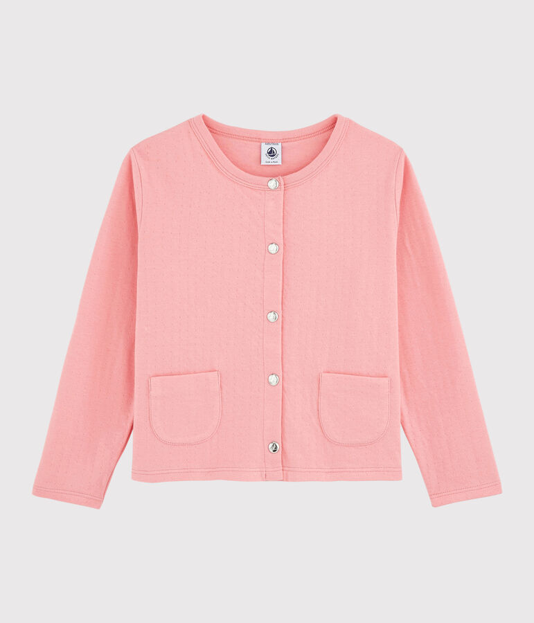 Kinder-Cardigan aus gedoppeltem Jersey f&uuml;r M&auml;dchen rosa