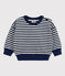 Baby-Sweatshirt aus gestreiftem Frottee blau MEDIEVAL/weiss MARSHMALLOW