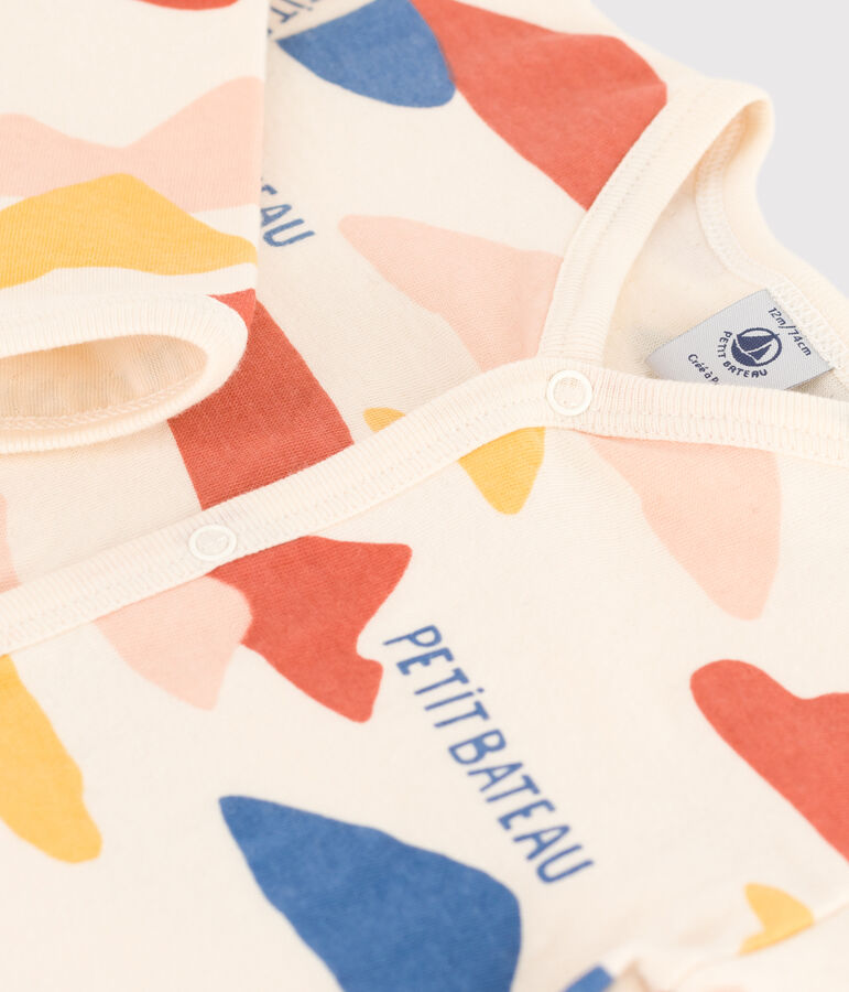 Baby-Strampler aus Doppeljersey weiss AVALANCHE/ MULTICO