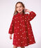 Lang&auml;rmeliges Kinder-Kleid aus Feincord mit Schleifenmotiv rot/naturfarben