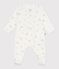 Strampler mit Kragen aus geblümter Baumwolle weiss MARSHMALLOW/weiss MULTICO