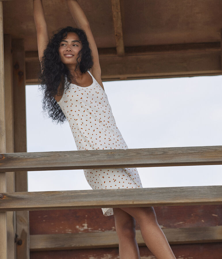 Babydoll Orangettes aus Baumwolle f&uuml;r Damen weiss/vielfarbig