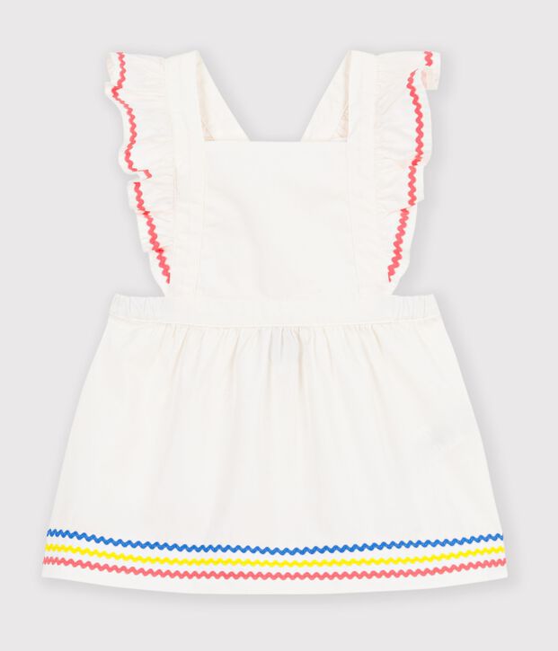 Baby-Latzkleid aus einfarbiger Baumwolle weiss