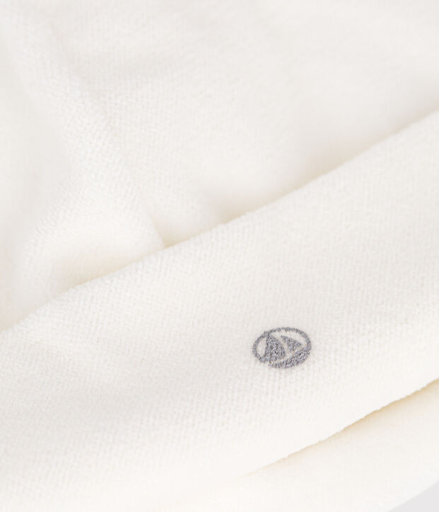 Babym&uuml;tzchen f&uuml;r Neugeborene aus Bouclette-Samt weiss