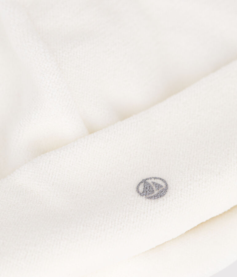 Babym&uuml;tzchen f&uuml;r Neugeborene aus Bouclette-Samt weiss