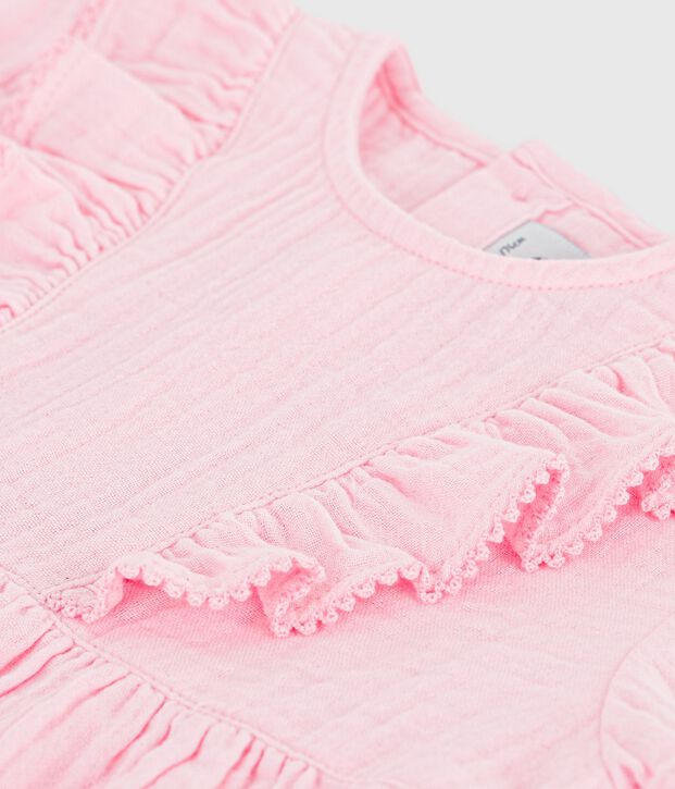 Kurz&auml;rmeliges Baby-Kleid aus einfarbiger Baumwolle MARQUISE