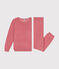Damen-Pyjama aus aufgerautem einfarbigen Frottee rosa ROSEWOOD