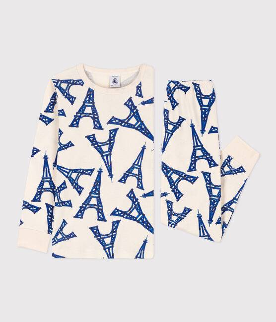 Kinderpyjama Paris aus Baumwolle weiss AVALANCHE/ MULTICO