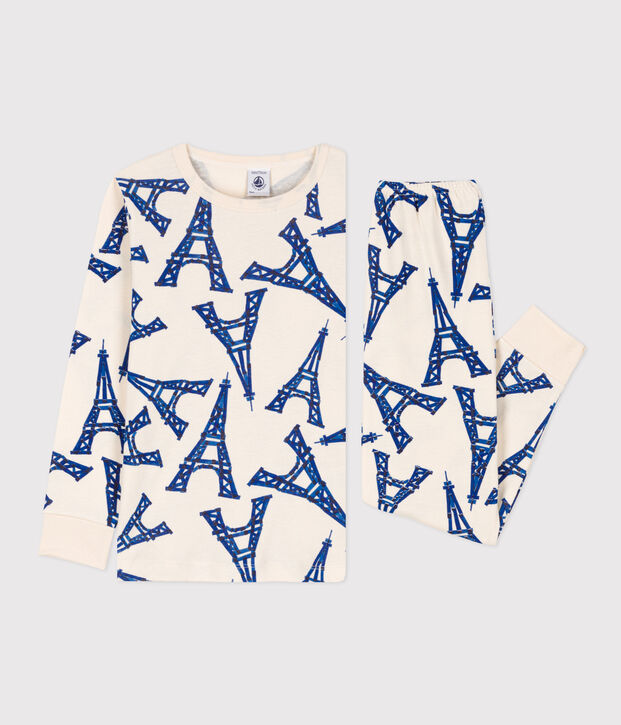 Kinderpyjama Paris aus Baumwolle naturfarben/vielfarbig