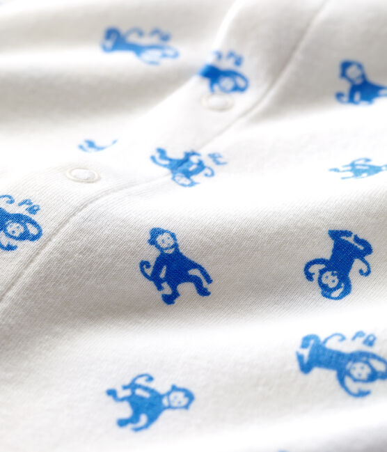 Baby-Strampler aus Bio-Baumwolle weiss MARSHMALLOW/blau BRASIER