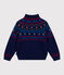 Kinder-Pullover mit Stehkragen aus Wolle und Baumwolle mit Muster blau SOIR/ MULTICO