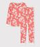Kinderpyjama aus Baumwolle in schmaler Passform mit Hawaiimuster für Mädchen rosa PAPAYE/ MARSHMALLOW