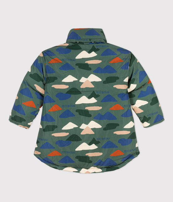 Halblange bedruckte Kinder-Winterjacke für Mädchen/Jungen grün VALLEE/naturfarben MULTICO