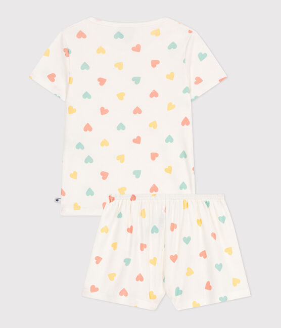Kinder-Kurzpyjama aus Baumwolle mit Herzmotiv weiss MARSHMALLOW/weiss MULTICO