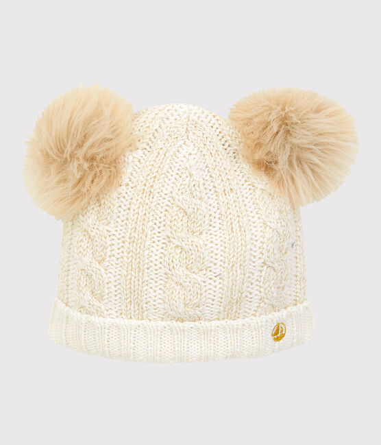 Kindermütze für Mädchen weiss MARSHMALLOW/gelb OR