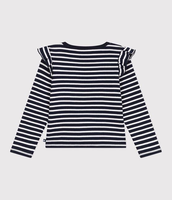 Langärmeliges Kinder-T-Shirt aus Baumwolle mit Streifen blau SMOKING/weiss MARSHMALLOW