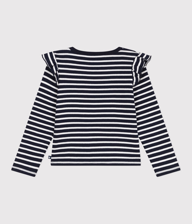 Lang&auml;rmeliges Kinder-T-Shirt aus Baumwolle mit Streifen blau/weiss