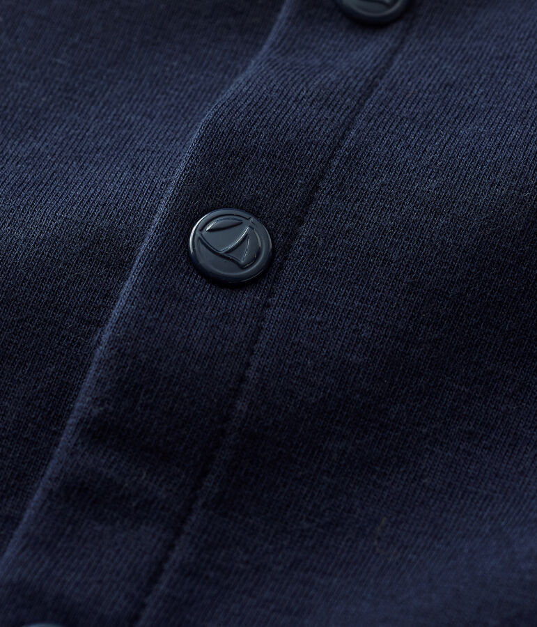 Baby-Cardigan aus dickem, unifarbenem Bio-Jersey blau
