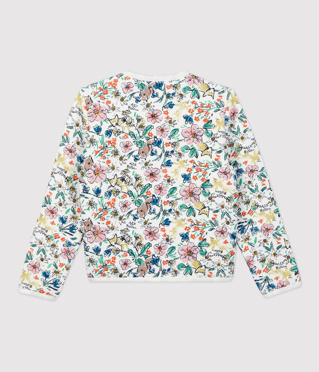 Kinder-Cardigan aus Doppeljersey f&uuml;r M&auml;dchen weiss/vielfarbig