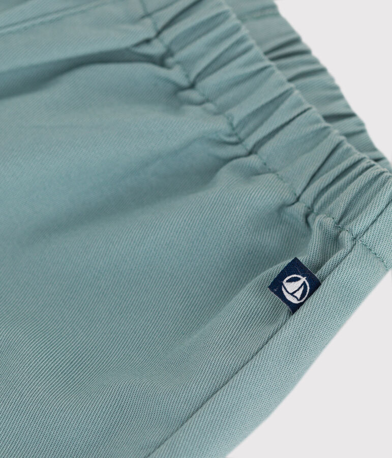 Baby-Hose aus einfarbiger Baumwolle und Leinen gr&uuml;n