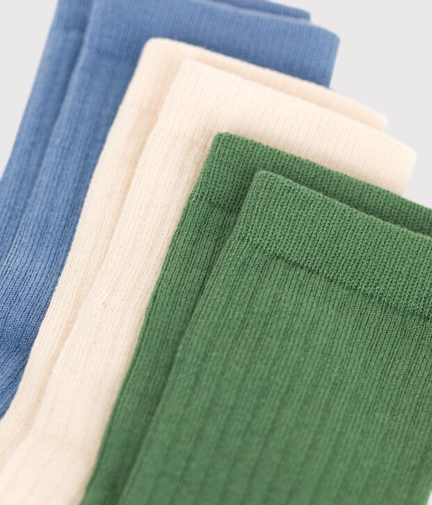 3er-Set Kinder-Socken aus einfarbiger Baumwolle vielfarbig