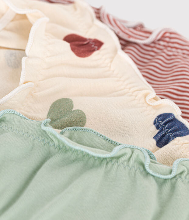 3er-Set Kinder-Slips aus Baumwolle mit R&uuml;schen vielfarbig