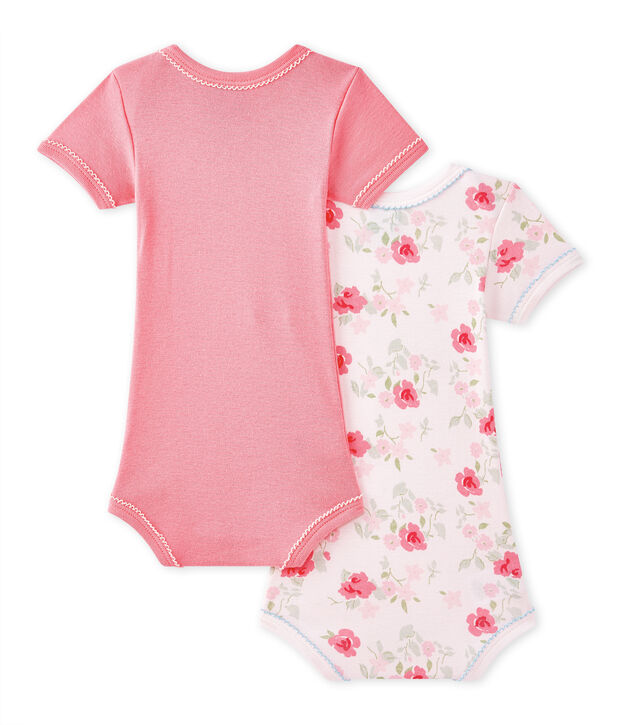 Baby-M&auml;dchen-Kurzarmbodys im 2er-Set weiss