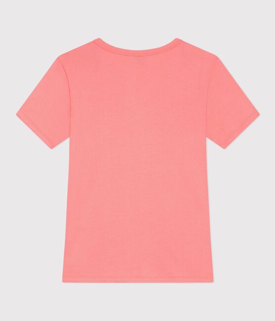 Kurzärmeliges Damen T-Shirt aus einfarbiger Baumwolle rosa FLAMAND