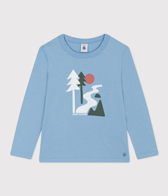 Langärmeliges T-Shirt aus Baumwolle für Kinder Mädchen/Jungen blau AZUL