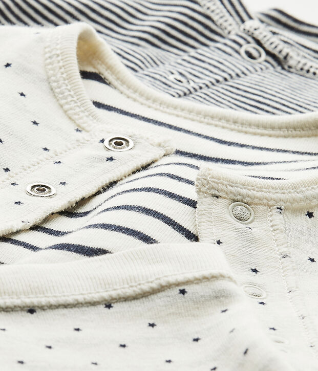 Dreiteiliges Baby-Set zum Wenden weiss/blau