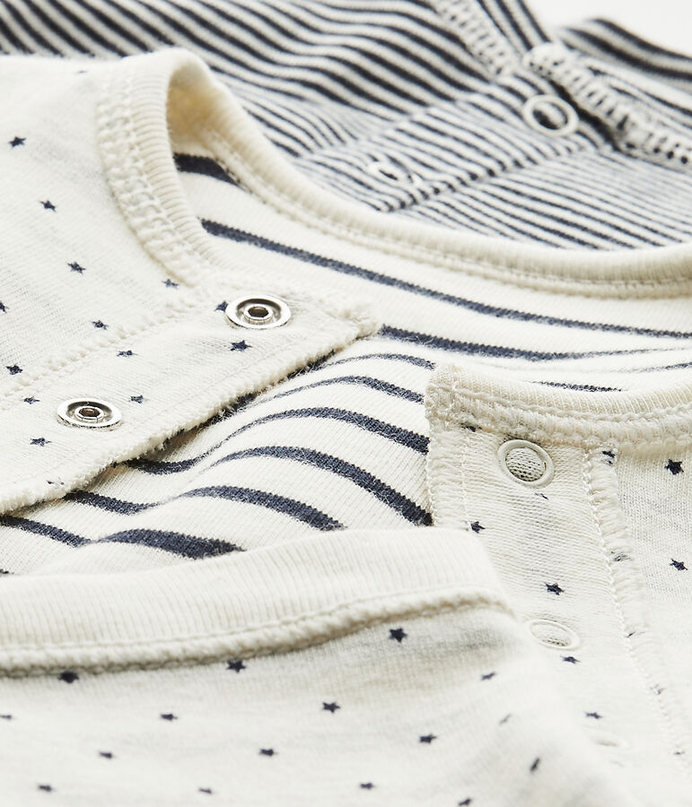 Dreiteiliges Baby-Set zum Wenden weiss/blau