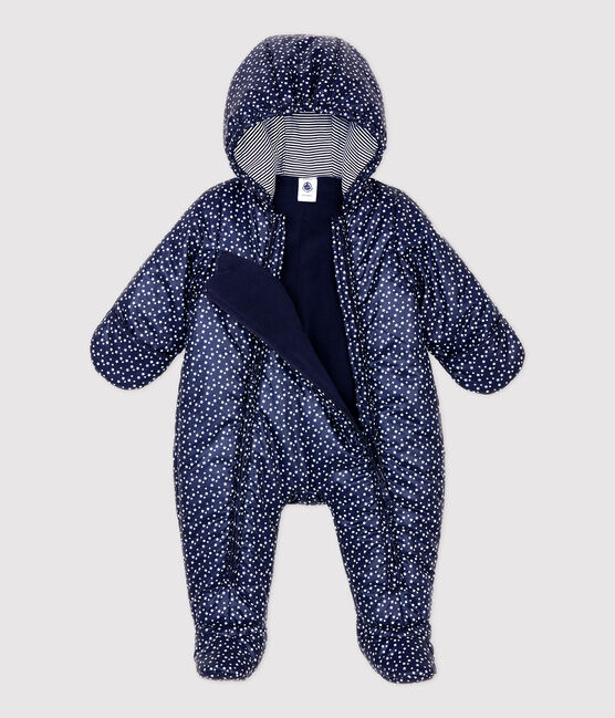 Baby-Fliegeroverall mit Muster blau SMOKING/weiss MARSHMALLOW