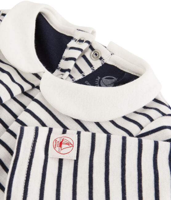 Baby-Mädchen-Einteiler bestehend aus Kleid und Leggings weiss MARSHMALLOW/blau SMOKING