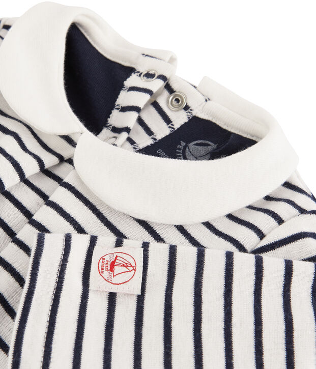 Baby-M&auml;dchen-Einteiler bestehend aus Kleid und Leggings weiss/blau