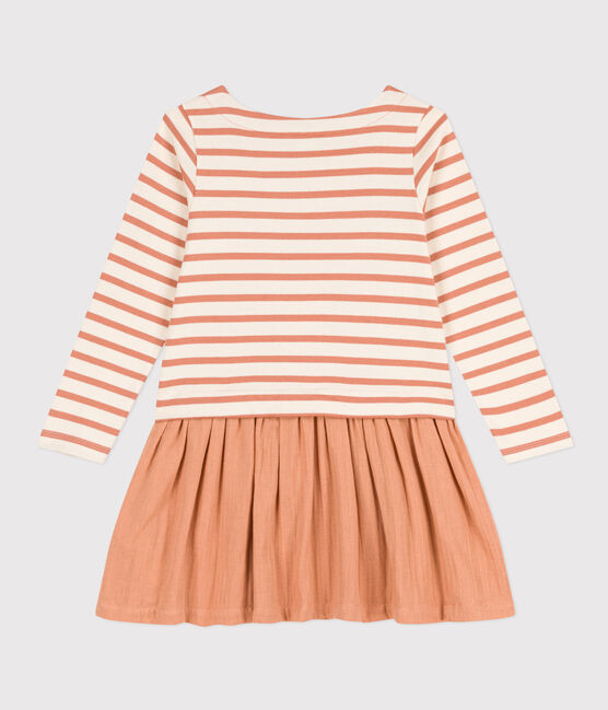Kinder-Kleid aus dicker Baumwolle und Musselin-Stoff für Mädchen rosa AVALANCHE/weiss SIENNA