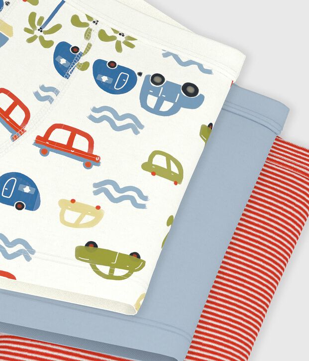 Set Kinder-Boxershorts mit &uuml;berzogenem Bund aus bedruckter Baumwolle vielfarbig