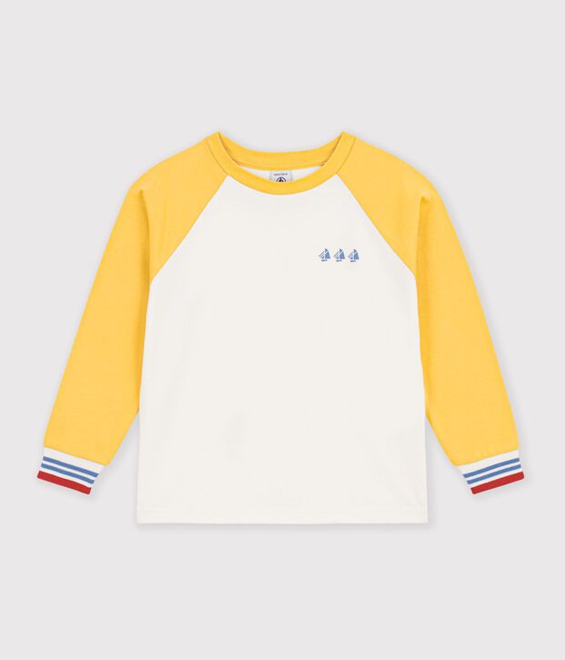 Lang&auml;rmeliges Kinder-T-Shirt aus Baumwolle im Colorblock naturfarben/vielfarbig