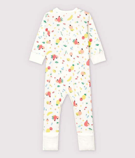 Baby-Strampler aus Baumwolle mit abnehmbaren Füßen für Mädchen weiss MARSHMALLOW/weiss MULTICO